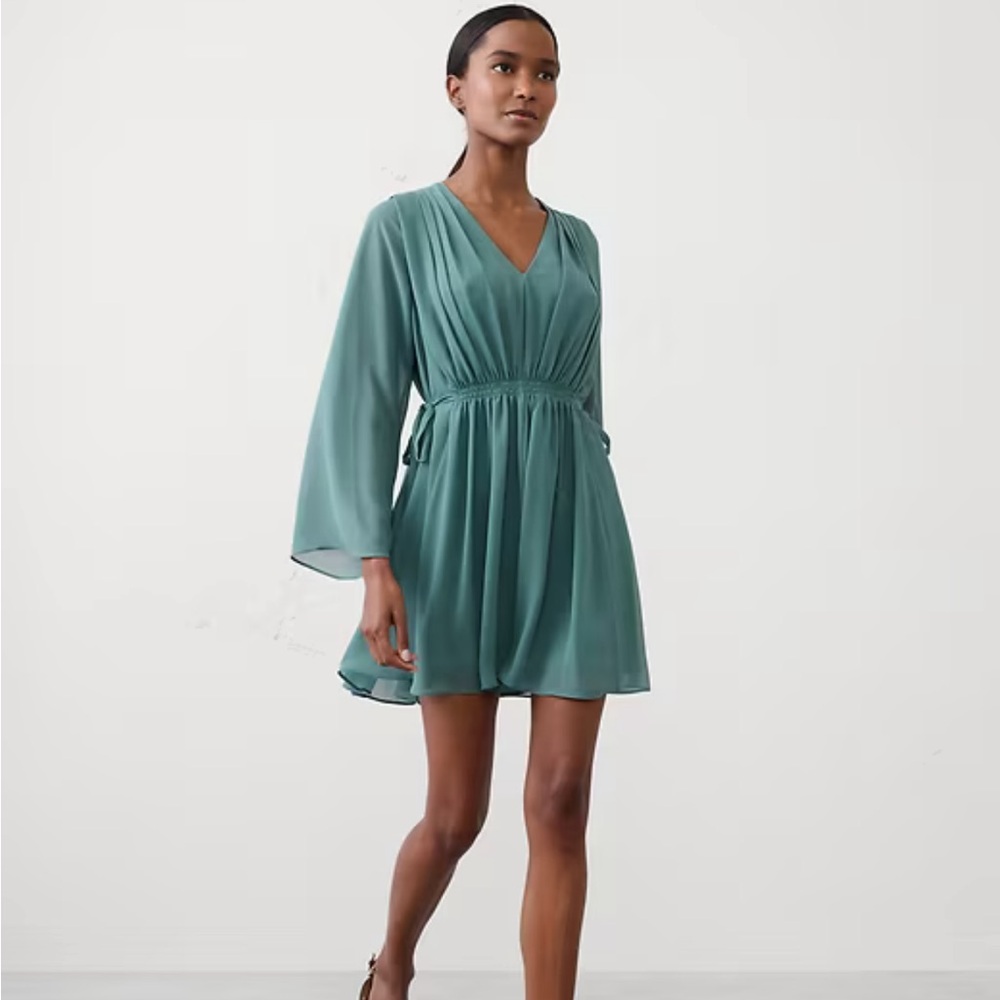 NWT TEAL CHIFFON SIDE TIE MINI DRESS